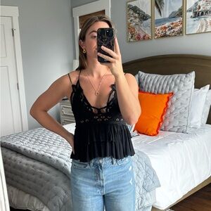 Free People Black Lace Camisole Top